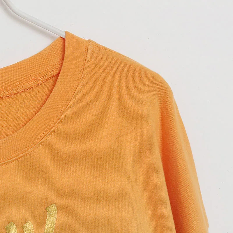 Contrast Color Gradient Sweatshirt Letter Castle Women Casual O Neck Pullover Tops Loose Jumper