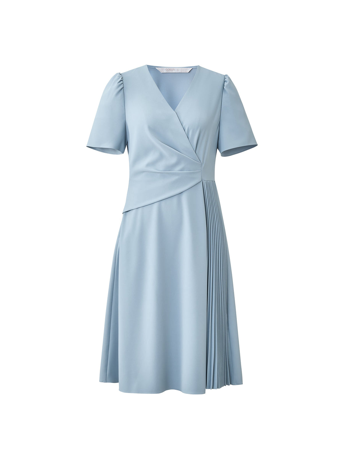 V-Neck Asymmetric Pleated Women Midi Dress