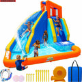 Sportspower�?Big Wave II Inflatable Water Slide with Climbing Wall & Splash Pool, Ages 3-8, Heavy Duty, ASTM Certified, Lifetime Warranty on Included Blower