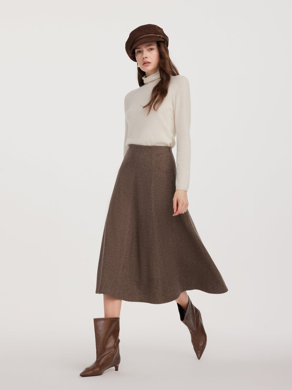 100% Cashmere Seamless Turtleneck Women Knit Top