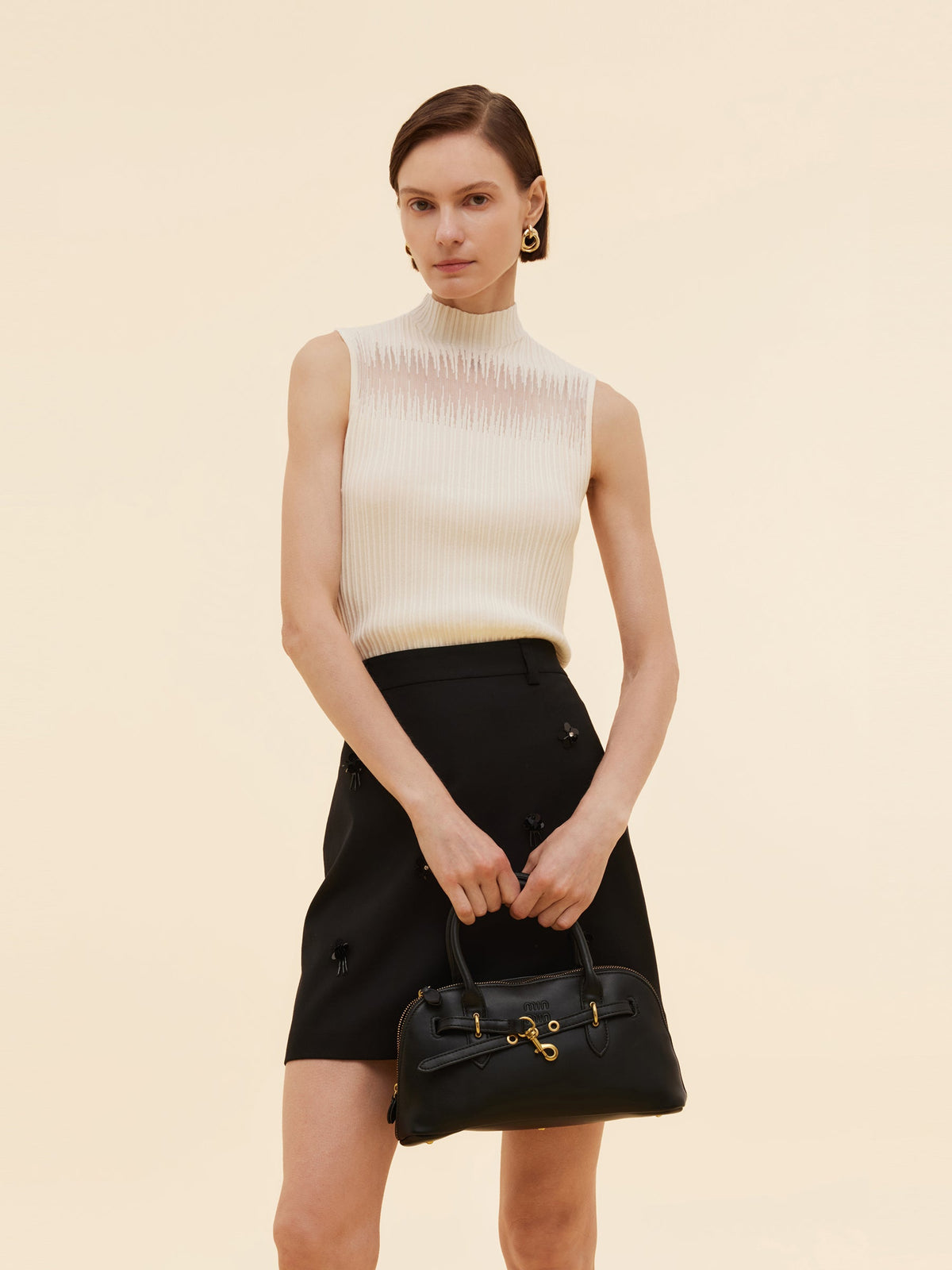 Tencel Blend Women Mock Neck Knit Tank Top