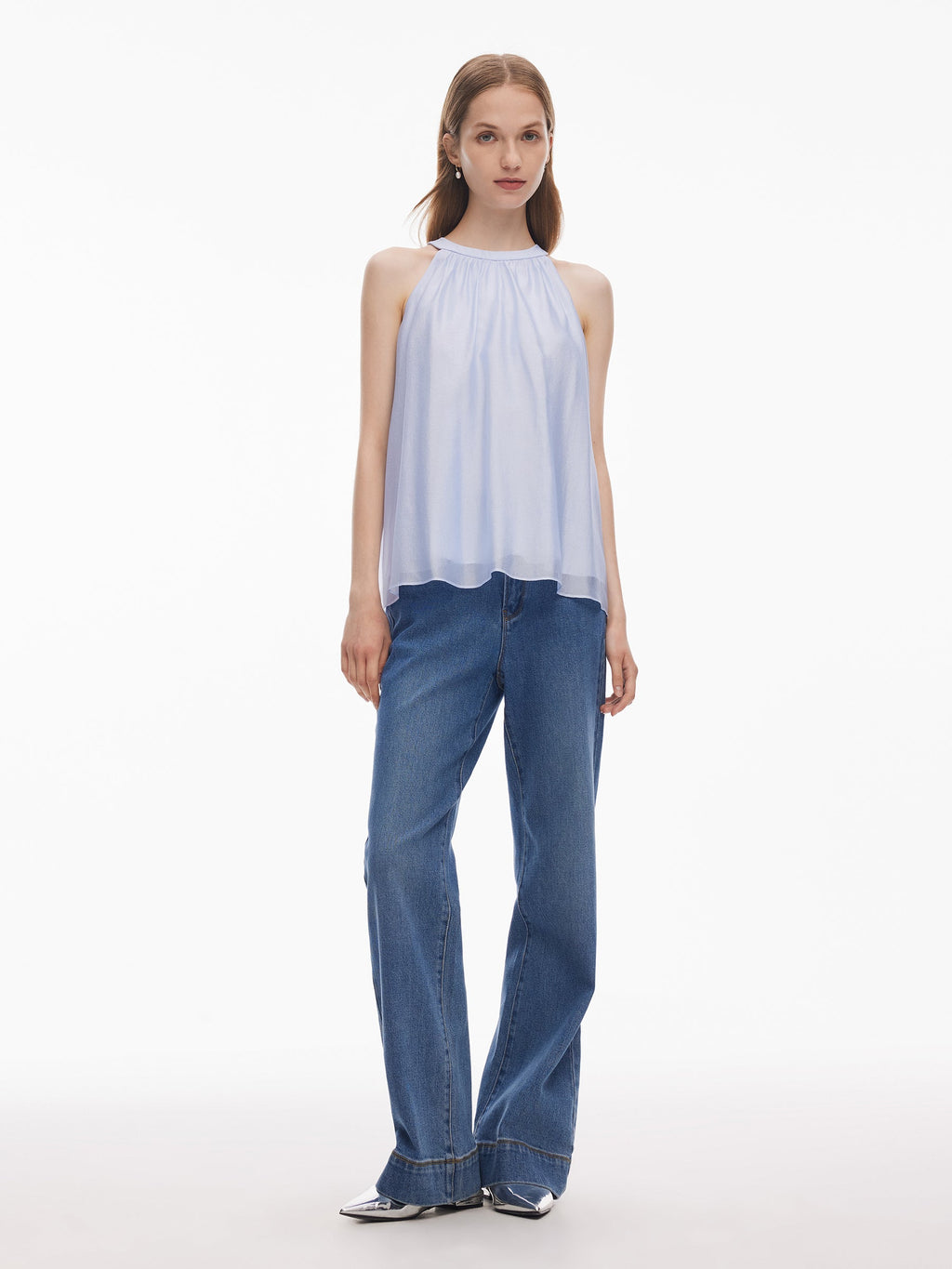 Halter Neck Women Top With Detachable Flower