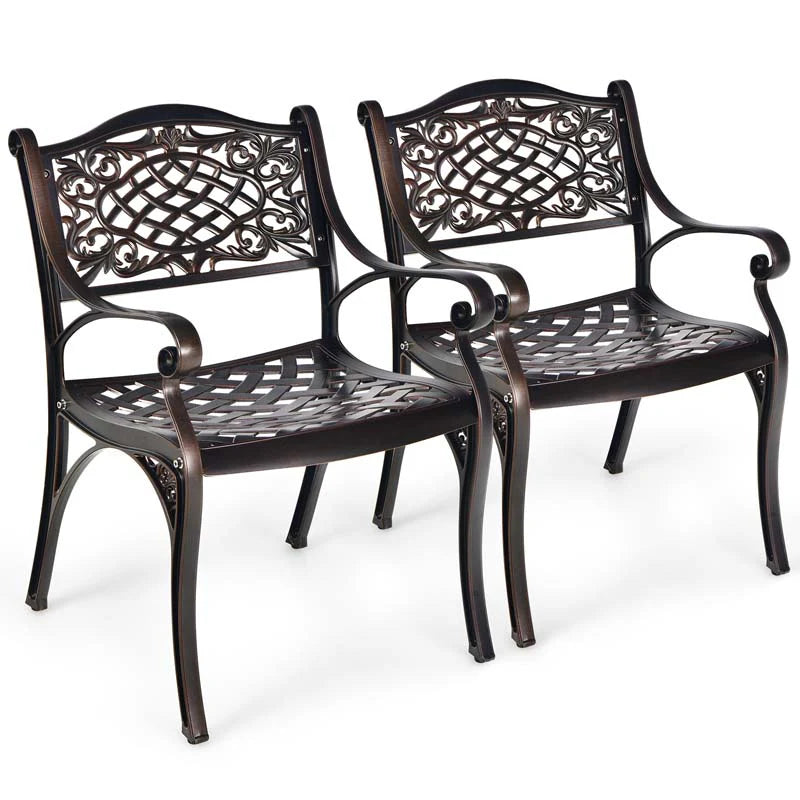 24Pcs All Weather Cast Aluminum Chairs With Armrests Amp Curved Seats Outdoor Dining Chairs Patio Bistro Armchairs - Comfortable And Ergonomic Design
