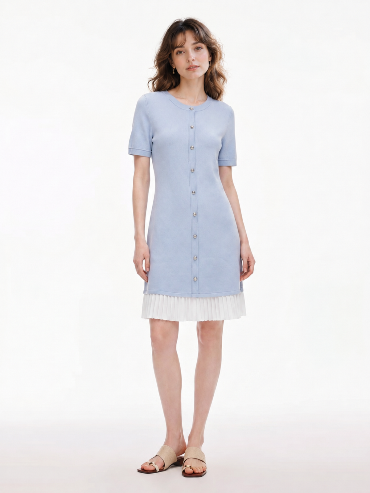 Tencel Blend Color Block Women Knit Mini Dress