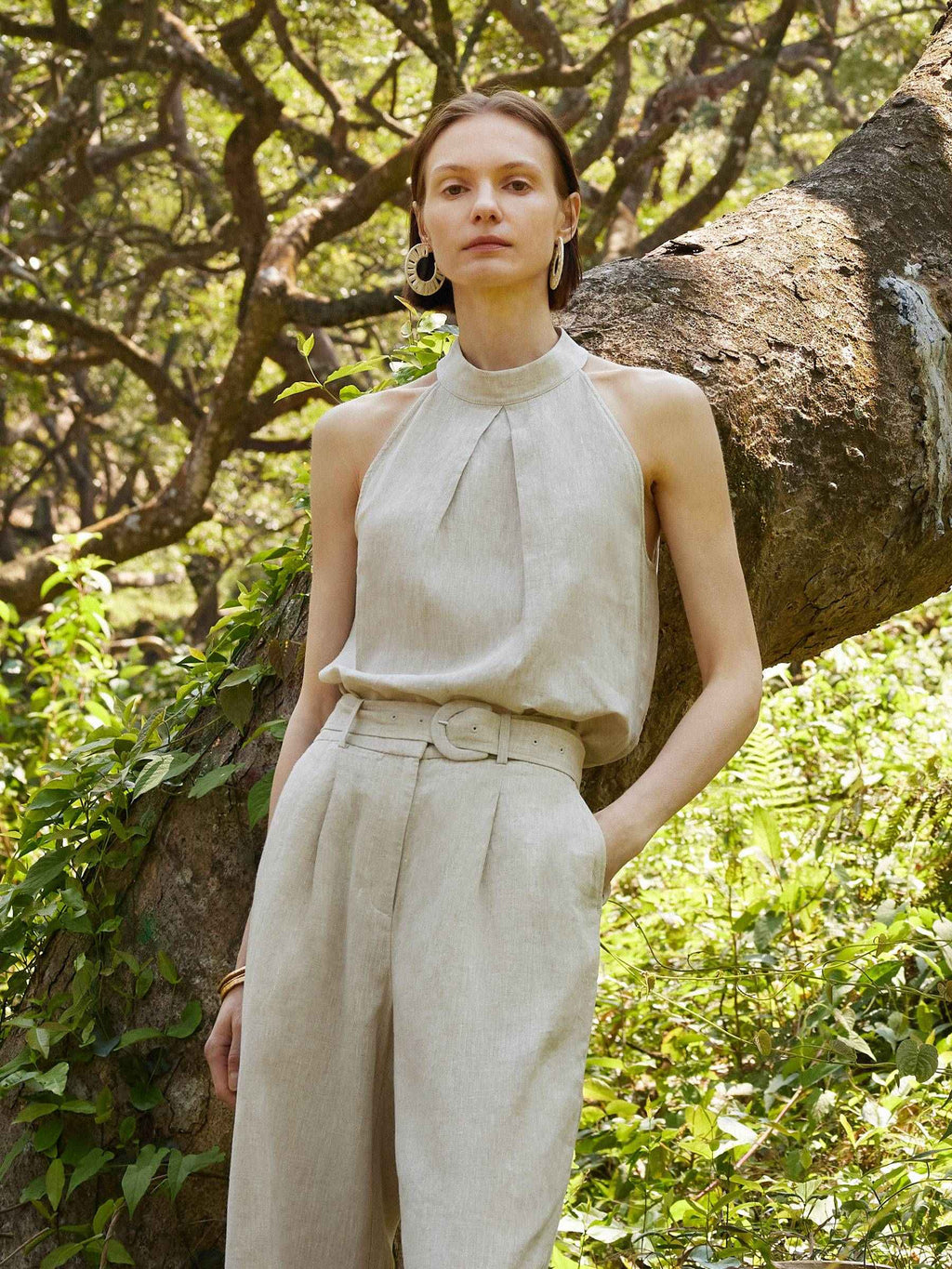 100% Linen Women Halter Tank Top