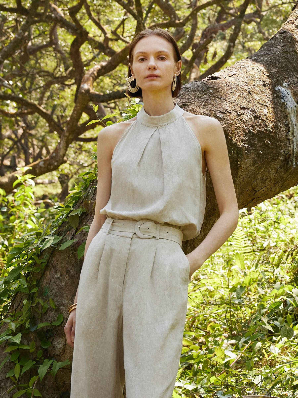 100% Linen Women Halter Tank Top