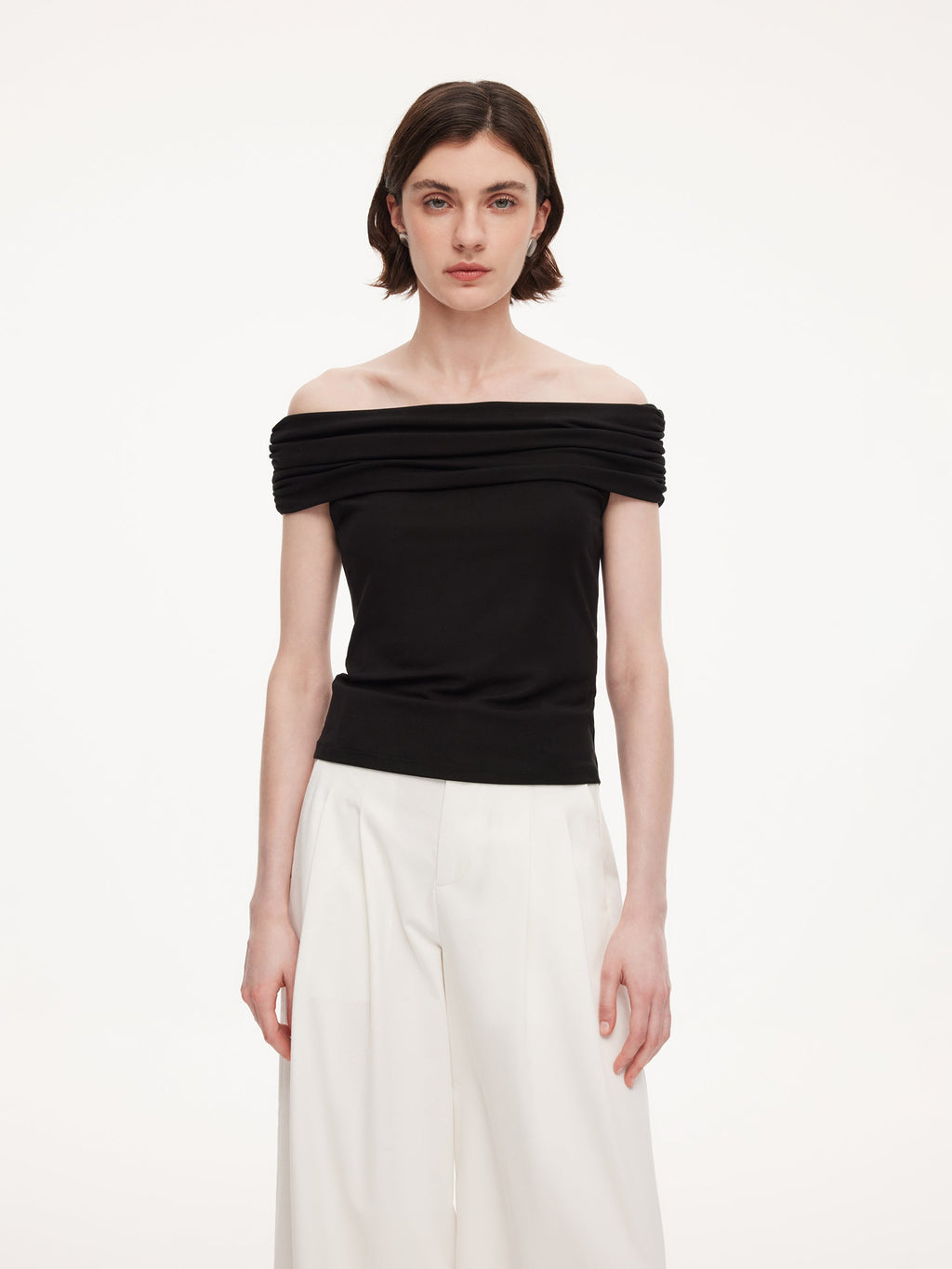 Lyocell Blend Off Shoulder Women Knit Top