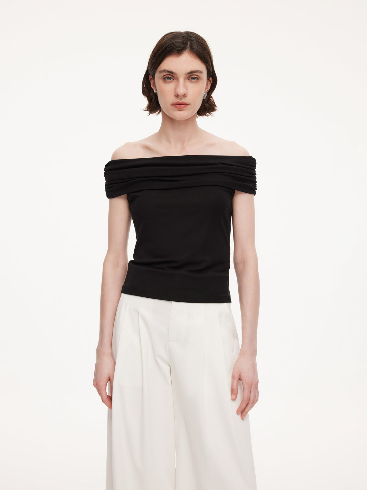 Lyocell Blend Off Shoulder Women Knit Top