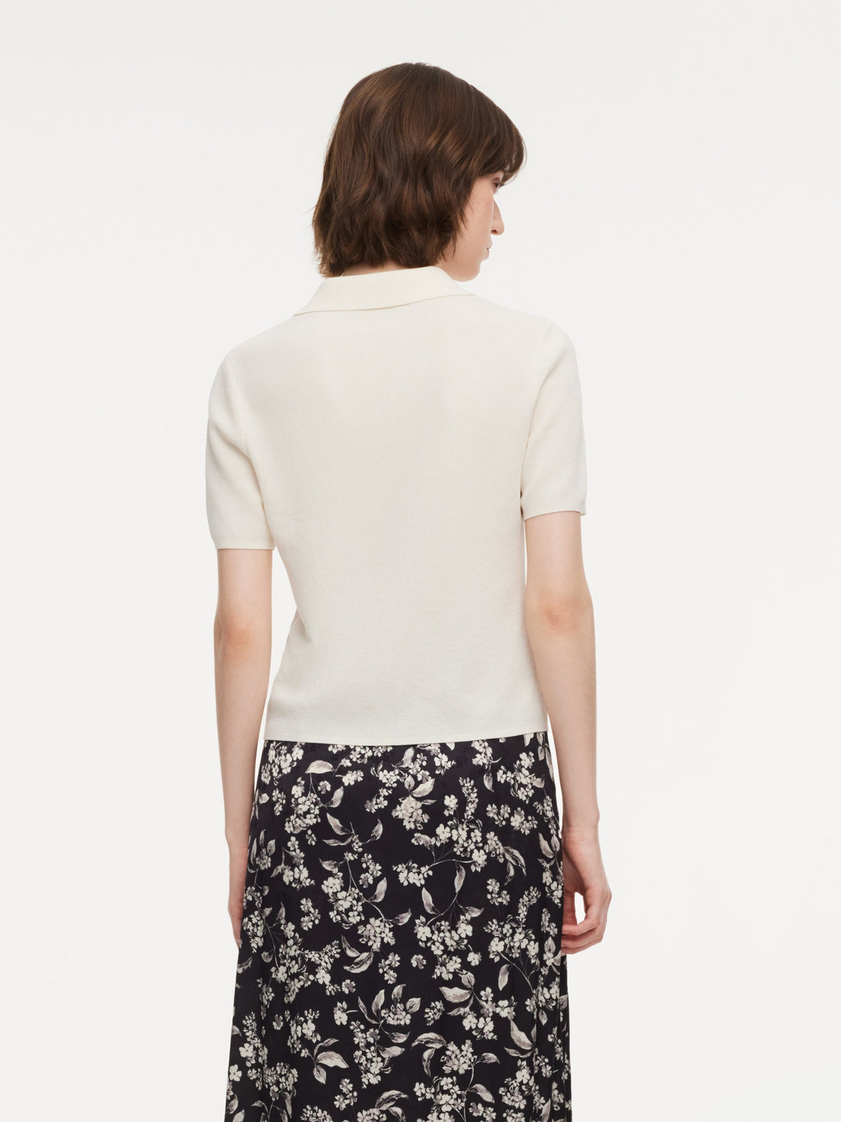 Tencel Blend Women Knit Top With Floral Print Scarf