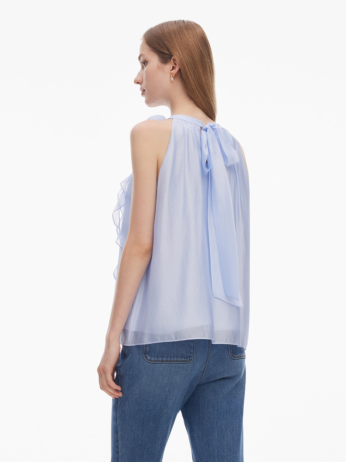 Halter Neck Women Top With Detachable Flower
