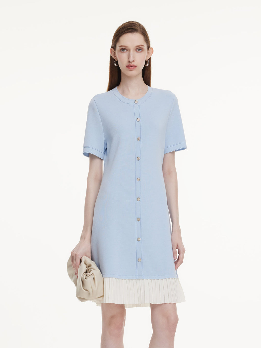 Tencel Blend Color Block Women Knit Mini Dress
