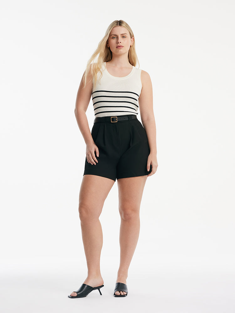 Acetate Cotton Knitted Striped Tank Top