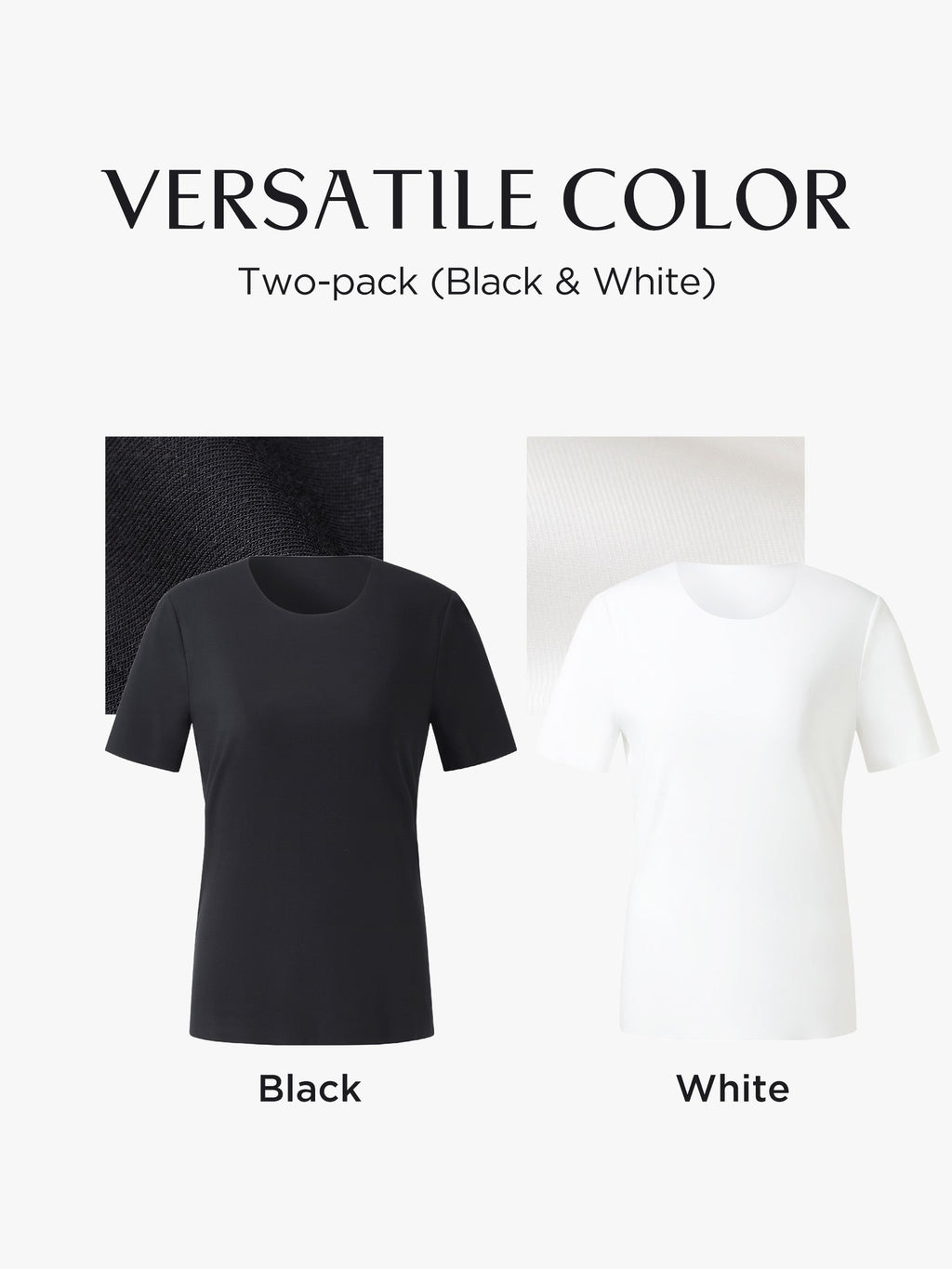 Two-pack (Black & White) Modal Round Neck Unisex T-Shirt