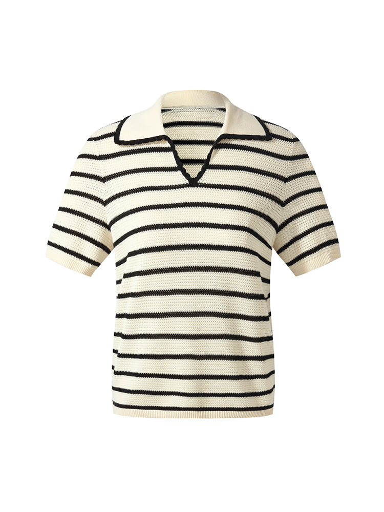 Tencel Blend Stripe Women Knit Top