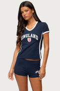 England Girl V Neck T Shirt